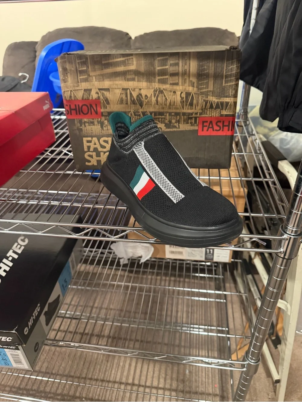 Fashion Shoes Men’s Slip On Fashion Sneakers Black Green Red Size 9 M US